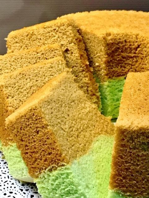 Two-layer Chiffon Cake (Pandan & Gula Malacca)